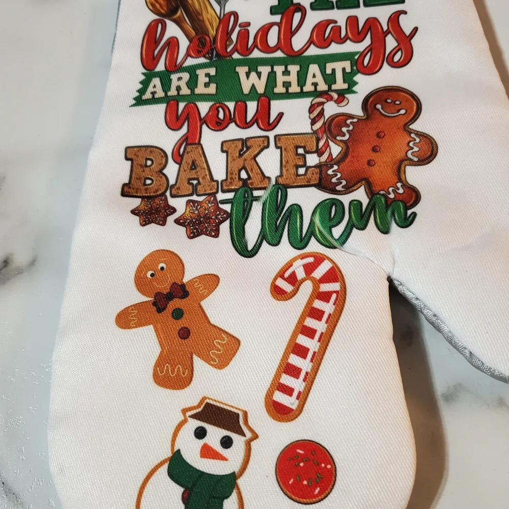 The holidays are what you bake them oven mitt